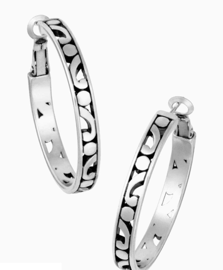 Brighton Contempo Medium Hoop Earrings-Silver