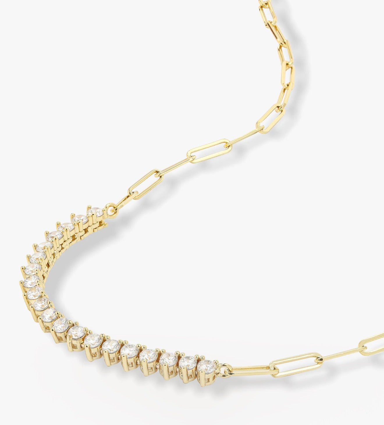 Melinda Maria “Not Your Basic Samantha” Tennis Necklace Gold/White