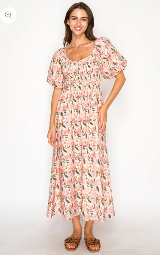 Meet Me in Santorini "Peony Glow" Maxi Dress-Coral