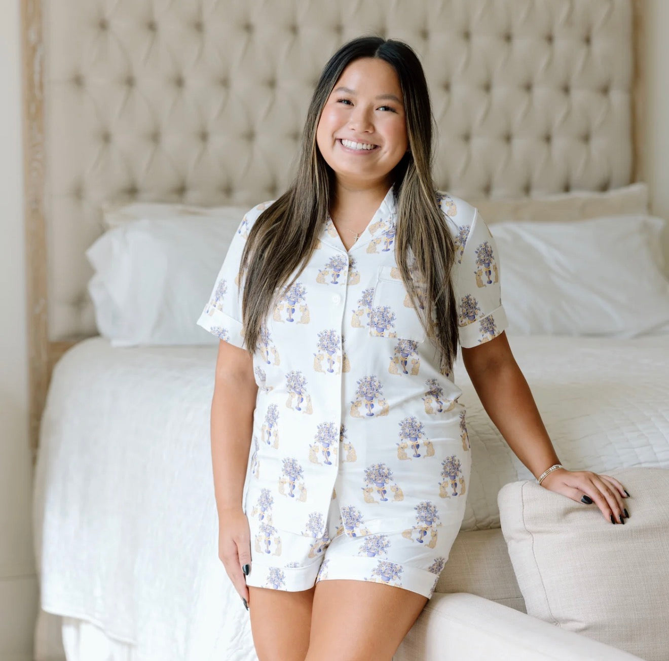 Sorority & Sisterhood Gameday Heirloom Pajama Short Set-Baton Rouge/LSU Tigers