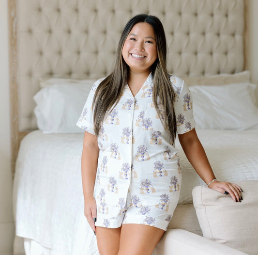 Sorority & Sisterhood Gameday Heirloom Pajama Short Set-Baton Rouge/LSU Tigers