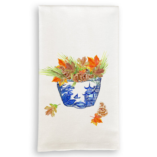 French Graffiti “Bowl With Fall Leaves” Tea Towel