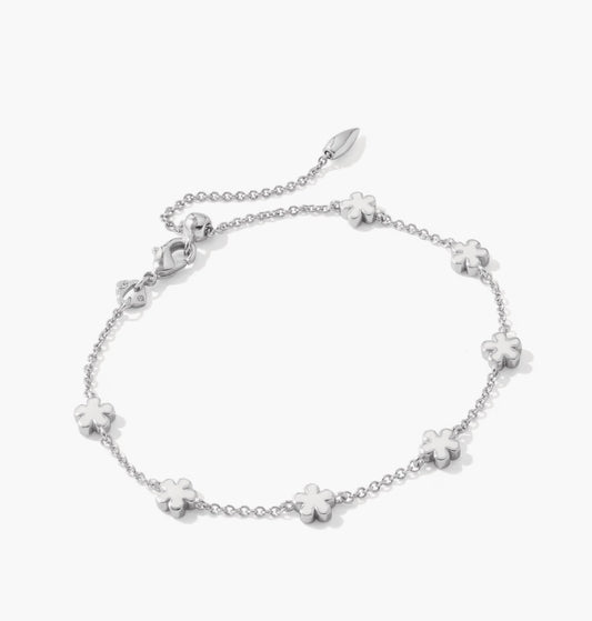 Kendra Scott Jane Delicate Chain Bracelet - Silver White Enamel