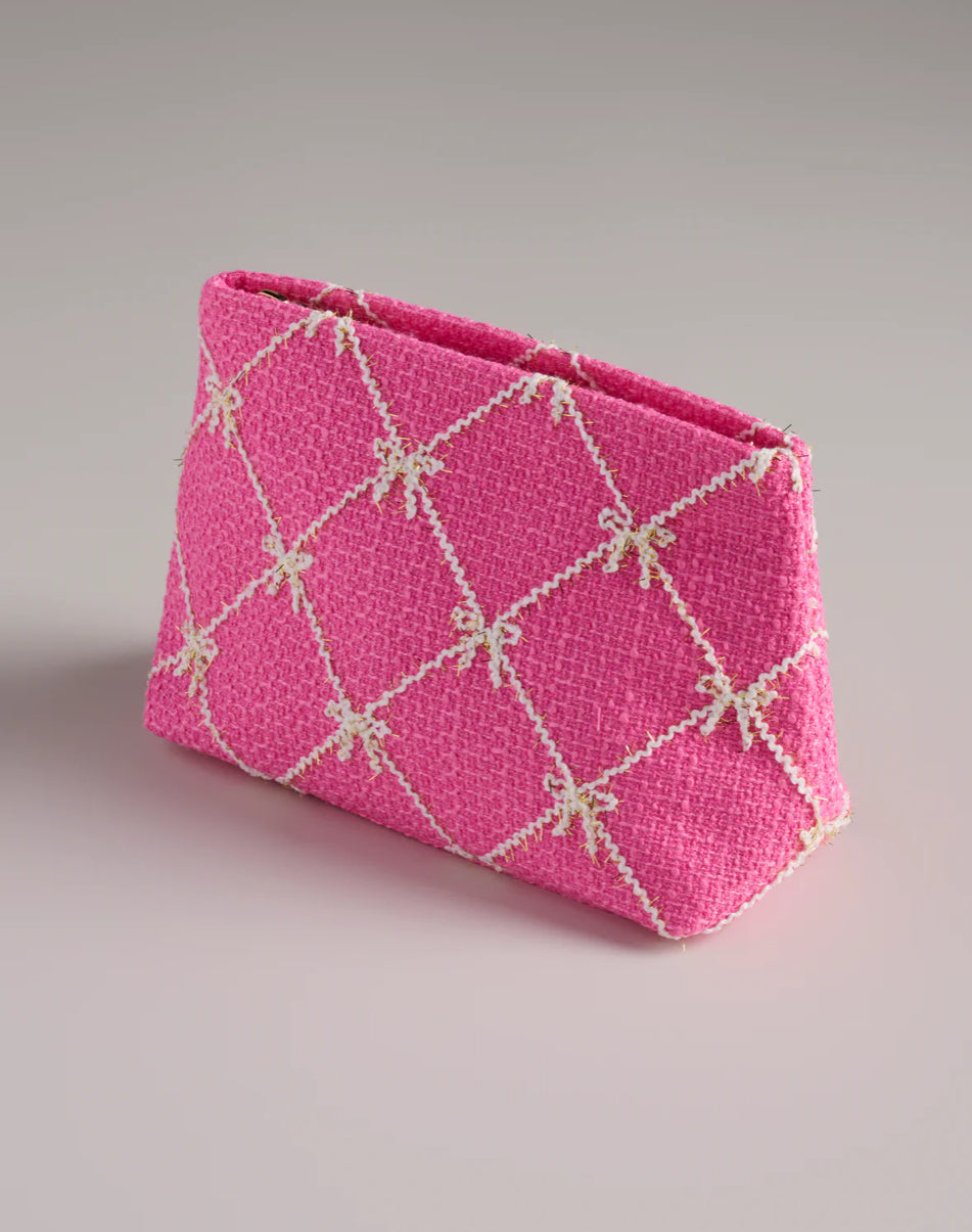 Shiraleah Tinsel Bow Zip Pouch-Pink