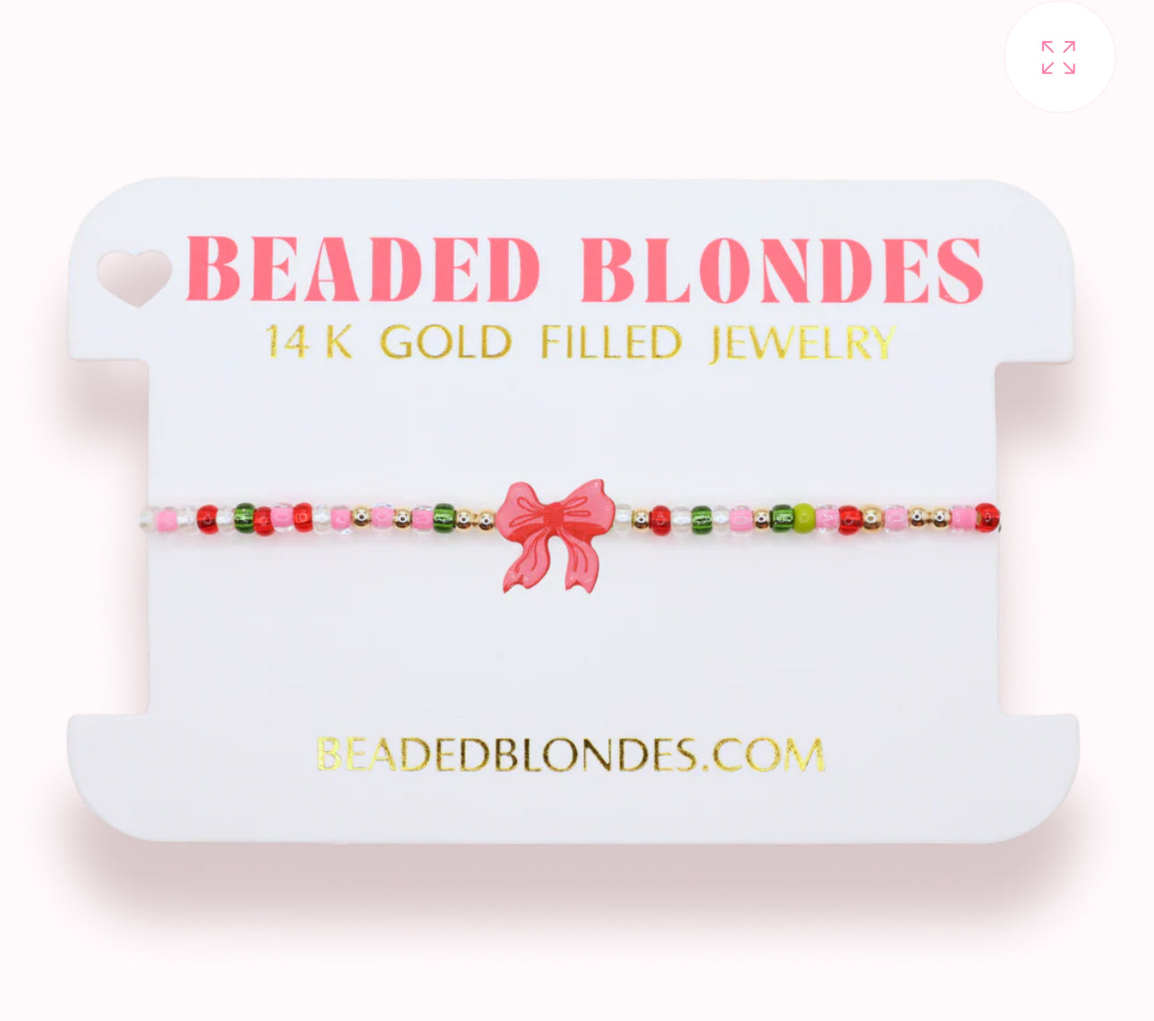 Beaded Blondes "Red Bow" Holiday Sprinkle Bracelet -Standard 6.75"