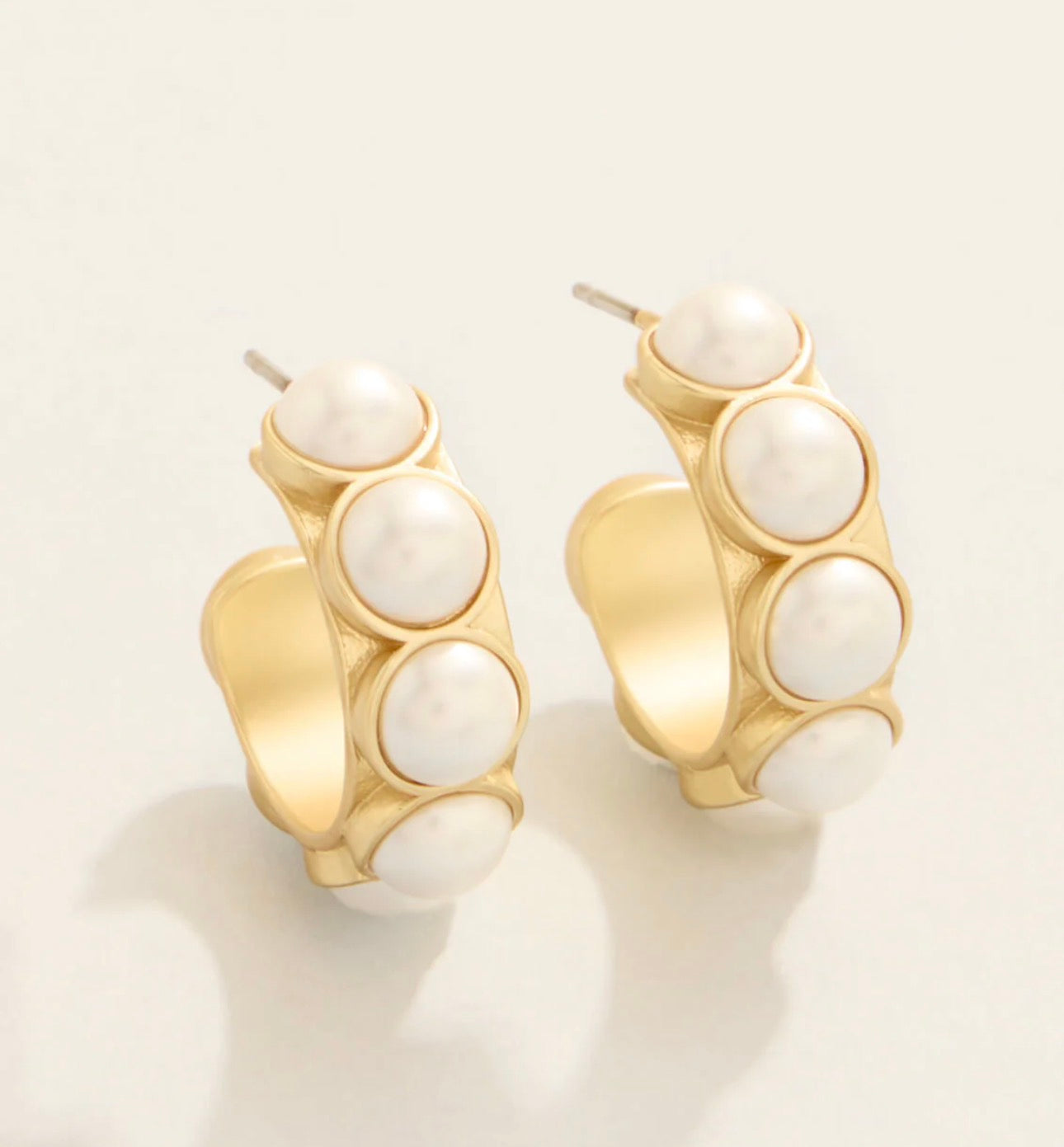 Spartina 449 Anna Petite Hoop Earrings-Pearl