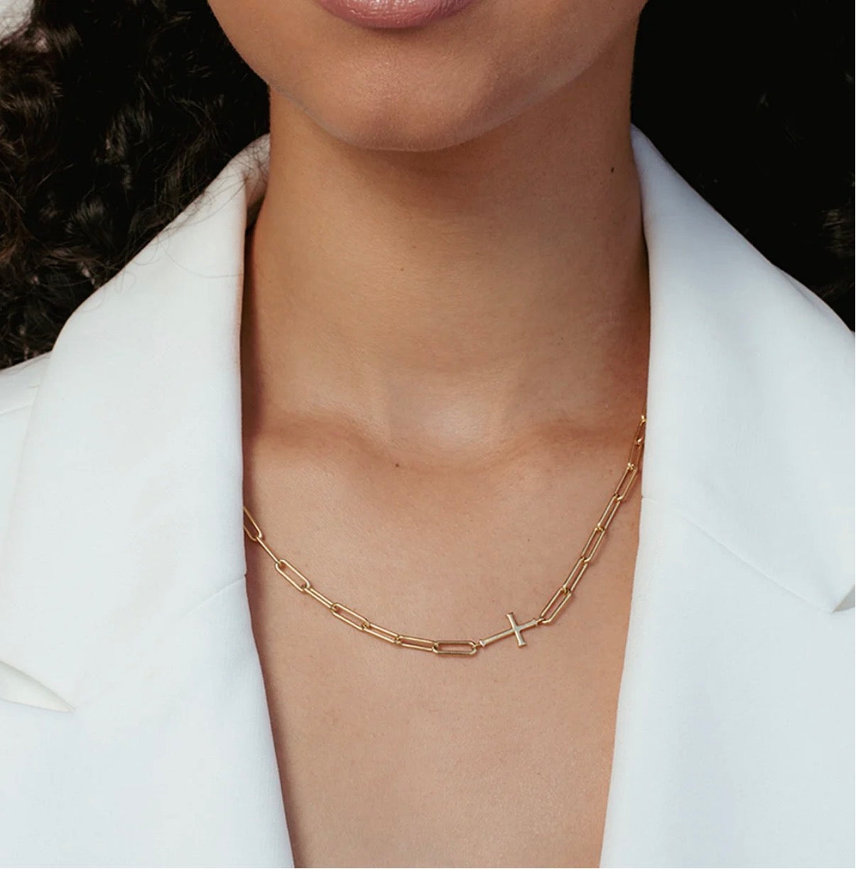 Rizen Chain Breaker Cross Necklace-Gold
