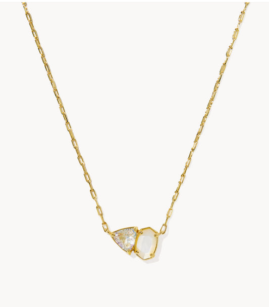 Kendra Scott Tatum Short Pendant Necklace-Gold Neutral Mix