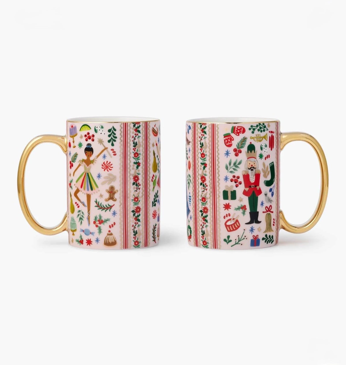 Rifle Paper Co. "Holly Jolly Nutcracker" Porcelain Mug Set (set of 2)