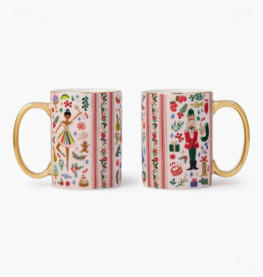 Rifle Paper Co. "Holly Jolly Nutcracker" Porcelain Mug Set (set of 2)