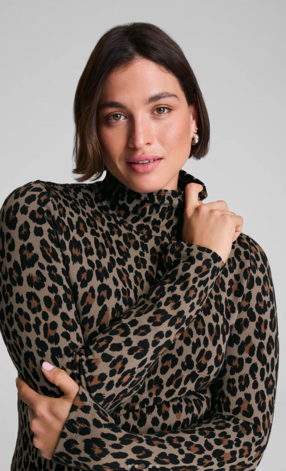 Spanx Ponte Jacquard Turtleneck-Light Leopard Print