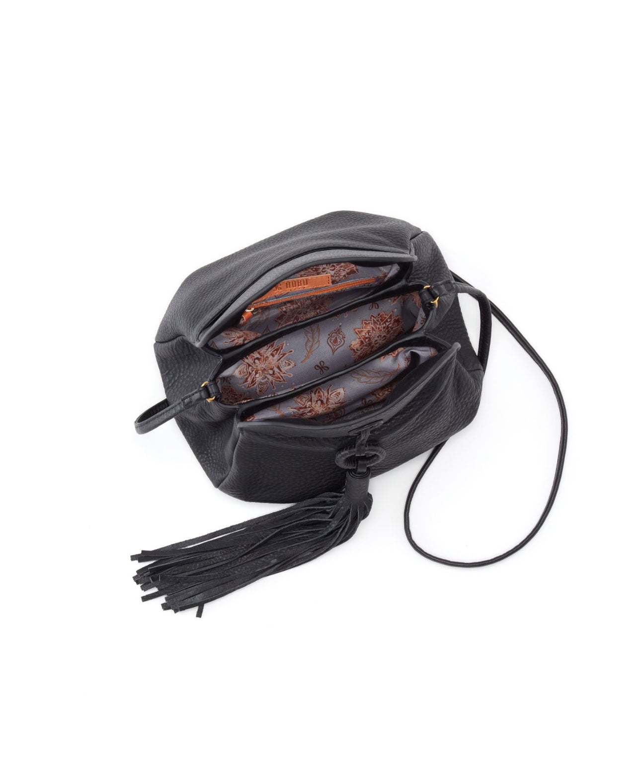 Hobo Bags "Birdy" Tassel Leather Crossbody-Black