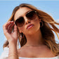 Diff Eyewear “Dash” Brushed Gold Coffee Gradient Sunglasses