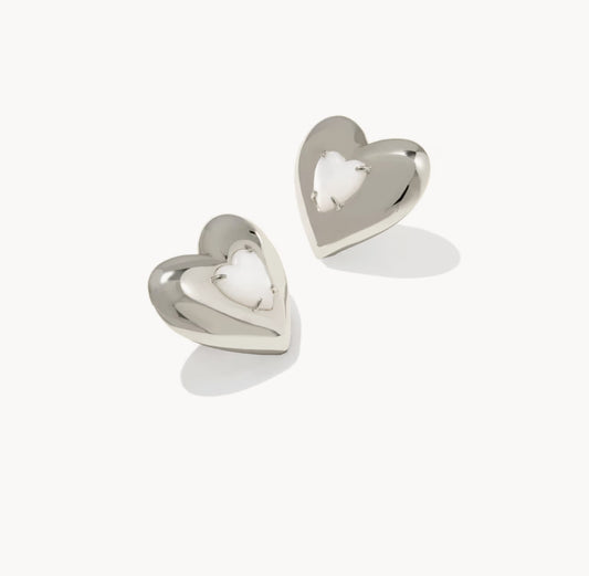 Kendra Scott Sasha Heart Stud-Silver Freshwater Cultured Pearl