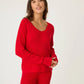 PJ Salvage Textured Essentials Long Sleeve Top-Red