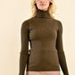 Molly Bracken Ribbed Turtleneck-Khaki Green