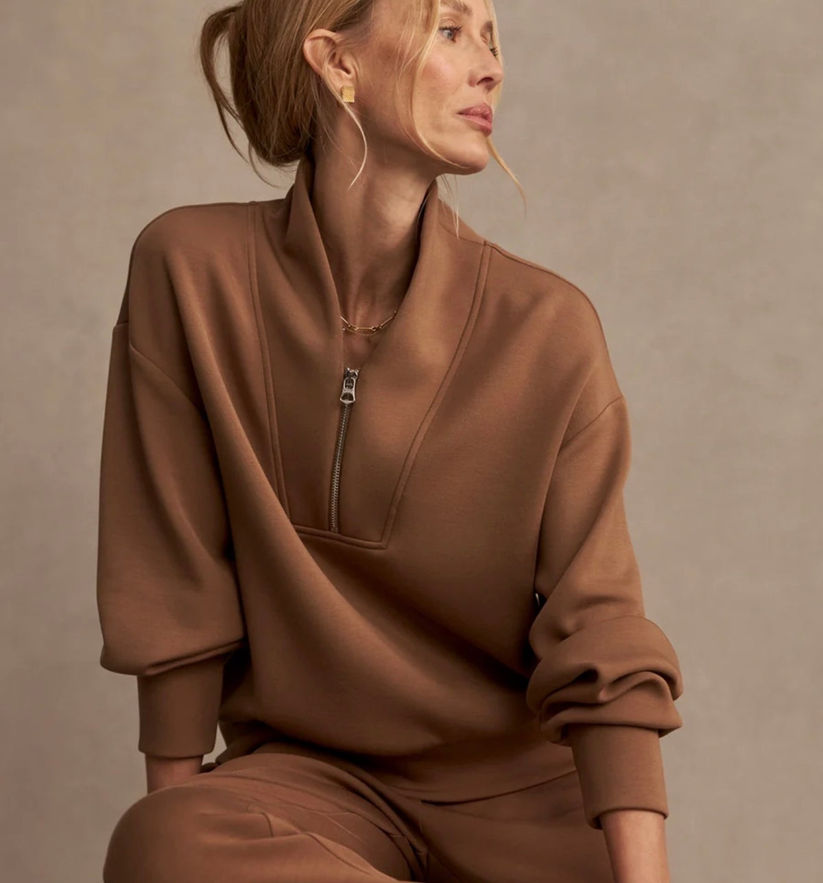 Varley “Davidson” Sweat-Golden Bronze Marl