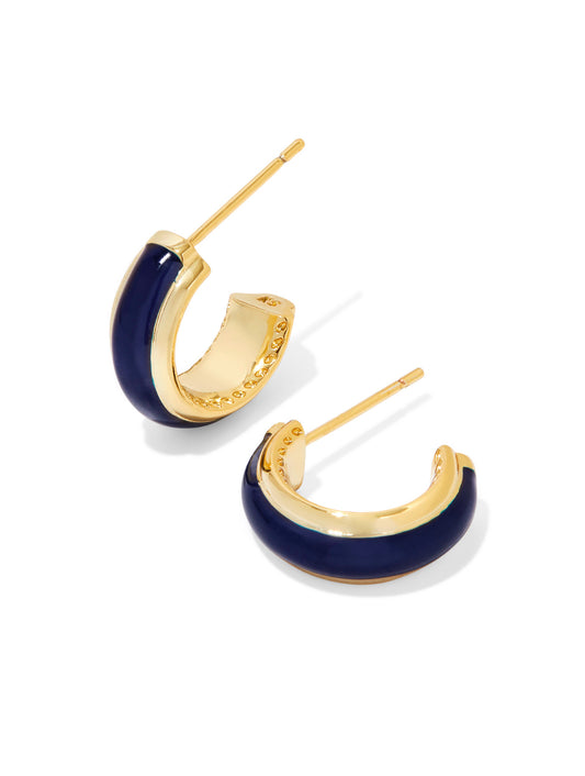 Kendra Scott Ainsley Huggie Earring-Gold Navy Enamel