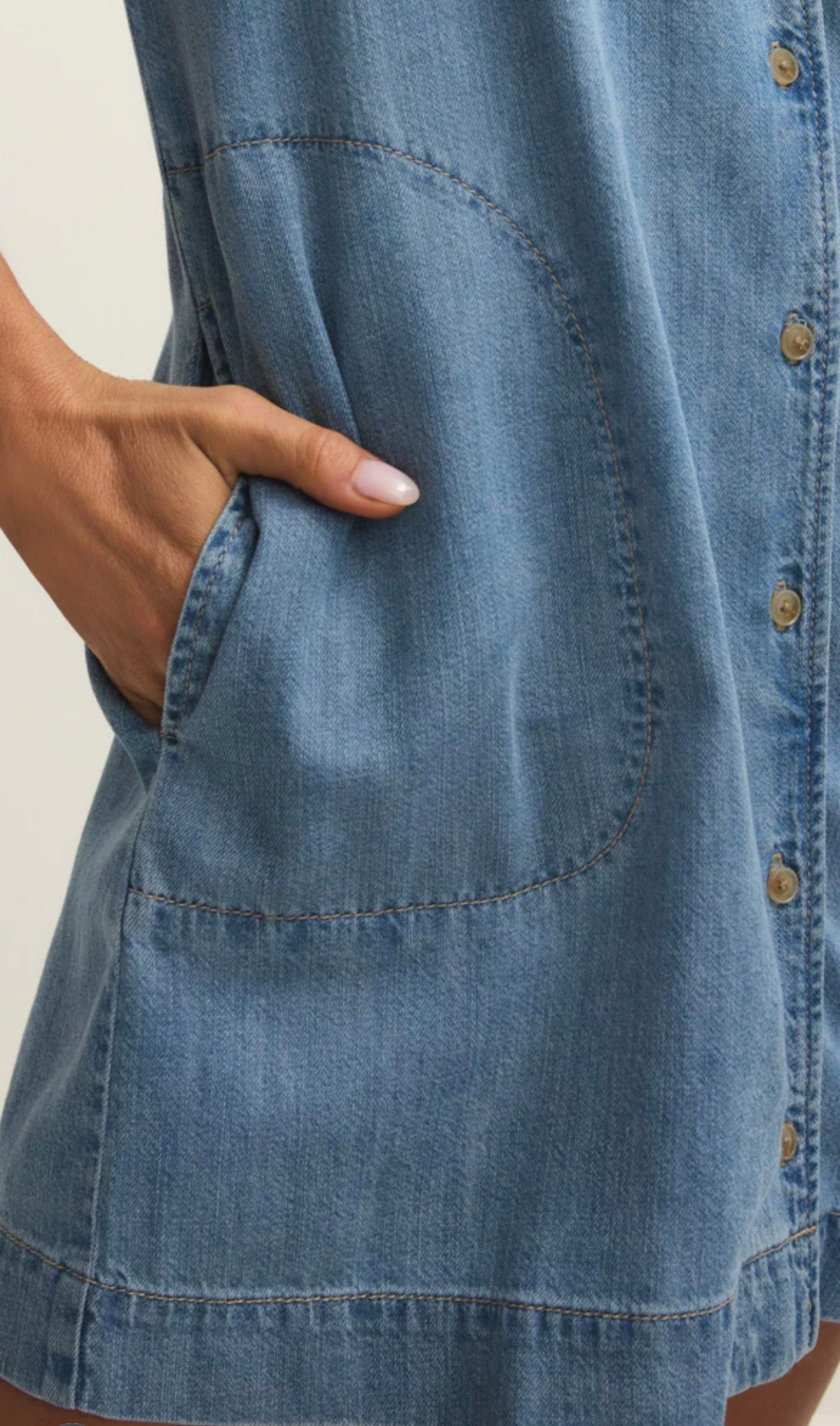 Z Supply Napa Denim Mini Dress-Shoreline