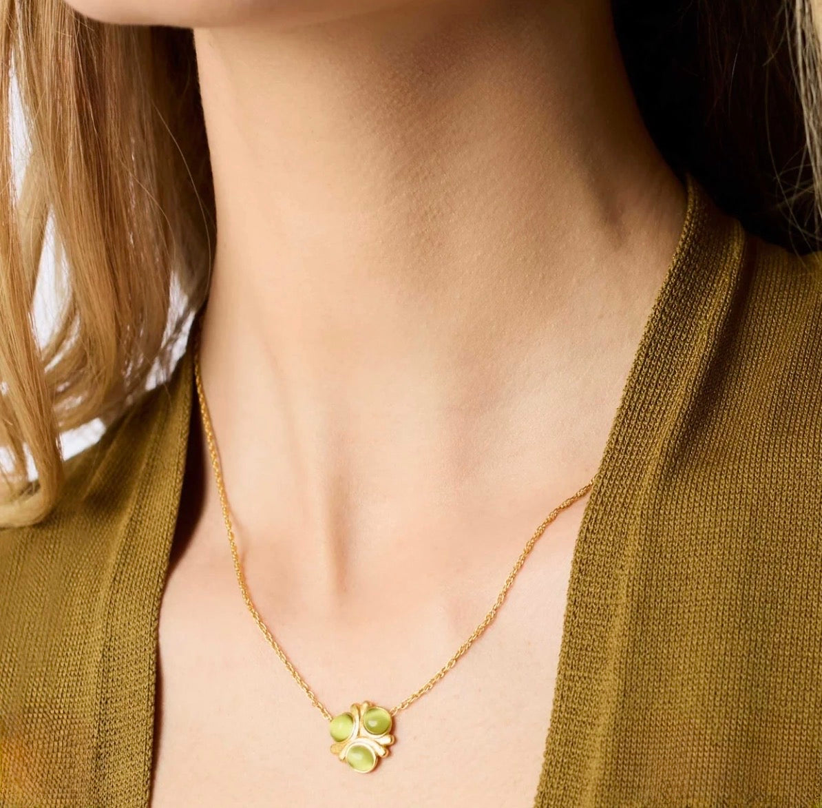 Julie Vos “Cobblestone” Delicate Necklace-Gold/Ivory Cat’s Eye