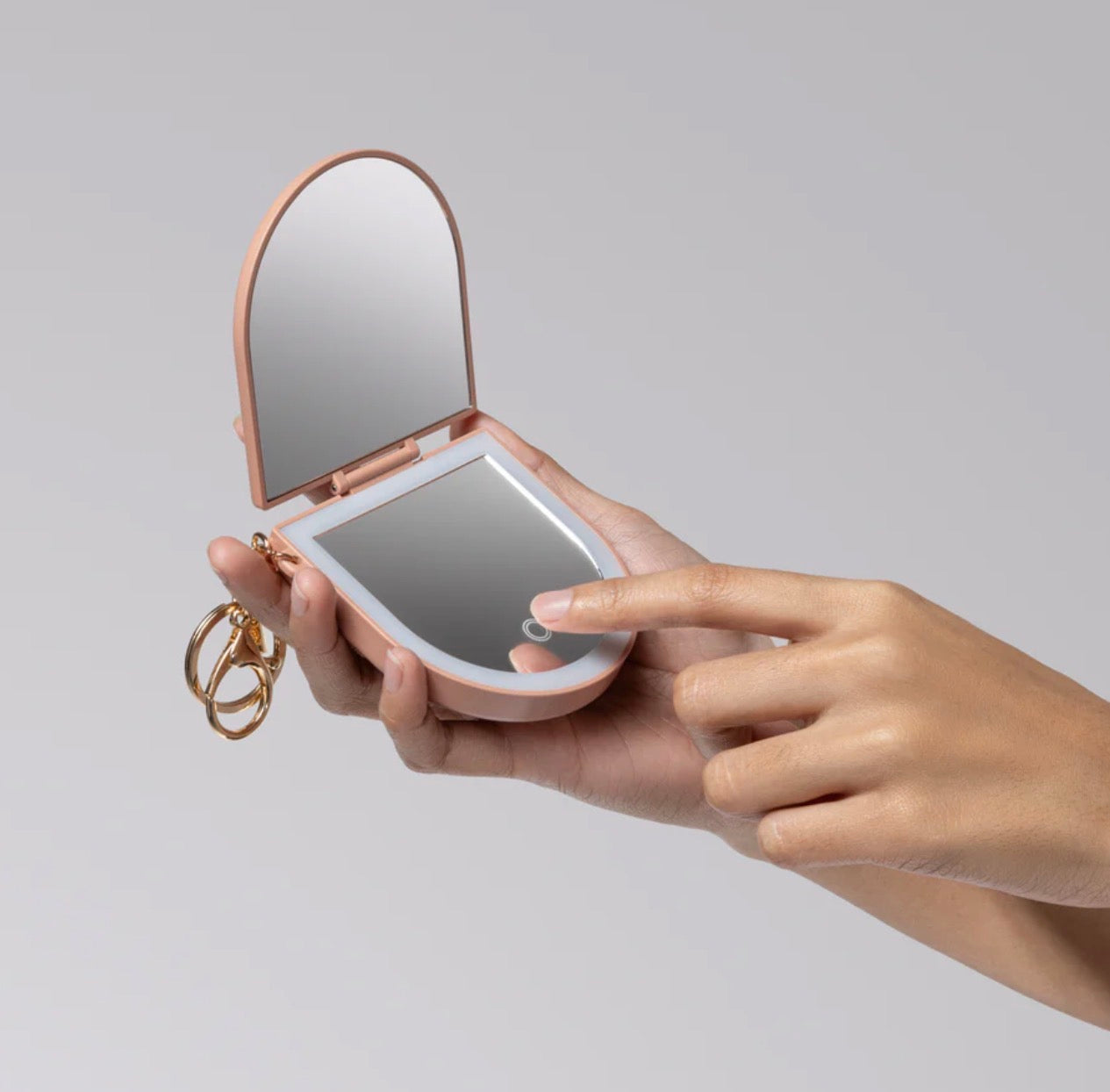 Kitsch Compact Mirror Keychain-Terracotta