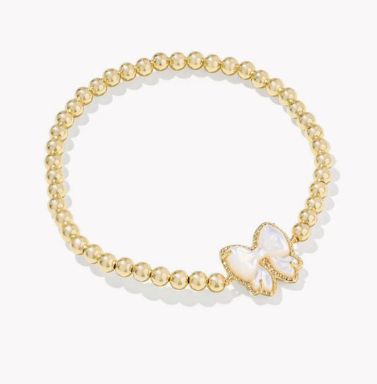 Kendra Scott Haley Bow Stretch Bracelet- Gold Ivory MOP