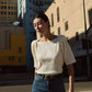 Nation LTD "Deana" Textured Tee-Porcelain