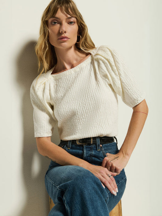 Nation LTD "Deana" Textured Tee-Porcelain