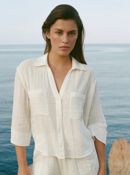 Z Supply Helena Airy Gauze Shirt- White