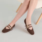Dolce Vita "Baylee" Grommet Ballet Flats-Dark Brown Perforated Suede