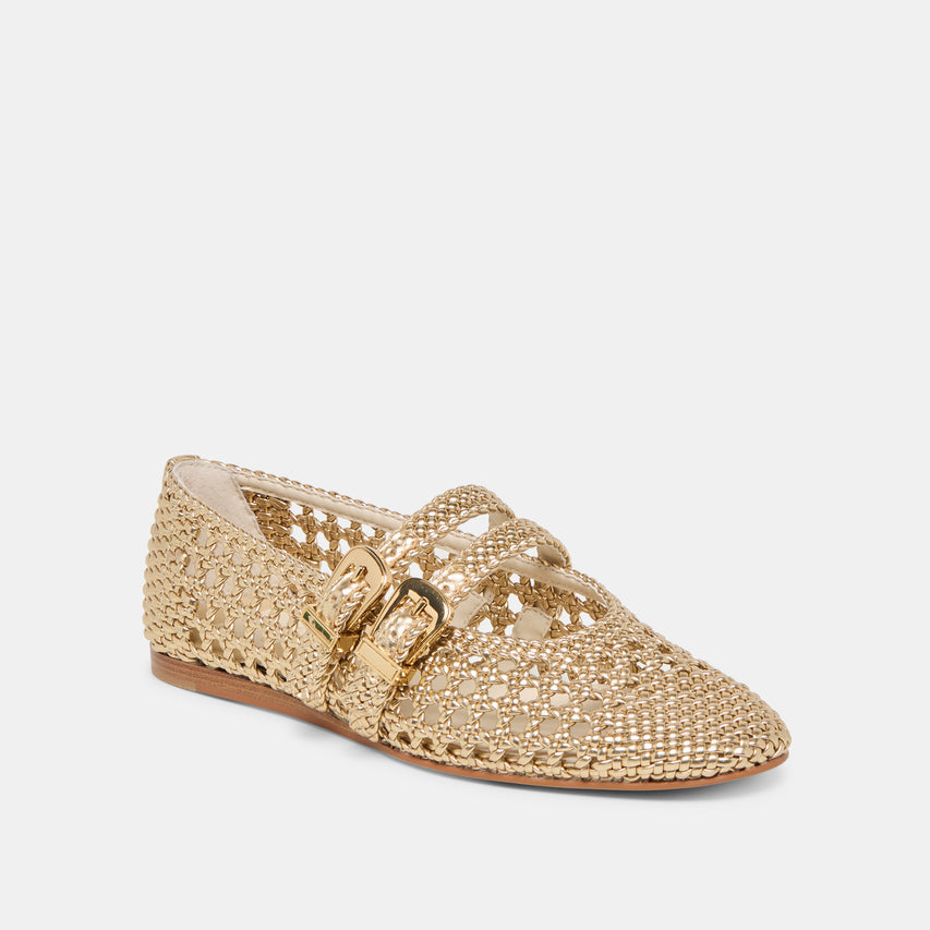 Dolce Vita "Baylee" Woven Ballet Flat-Gold Woven Stella