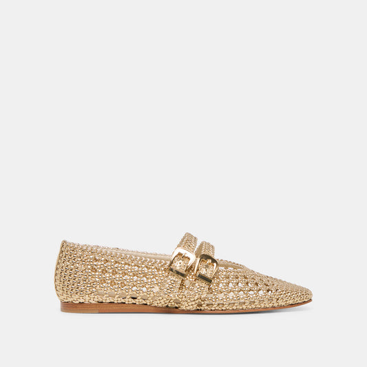 Dolce Vita "Baylee" Woven Ballet Flat-Gold Woven Stella