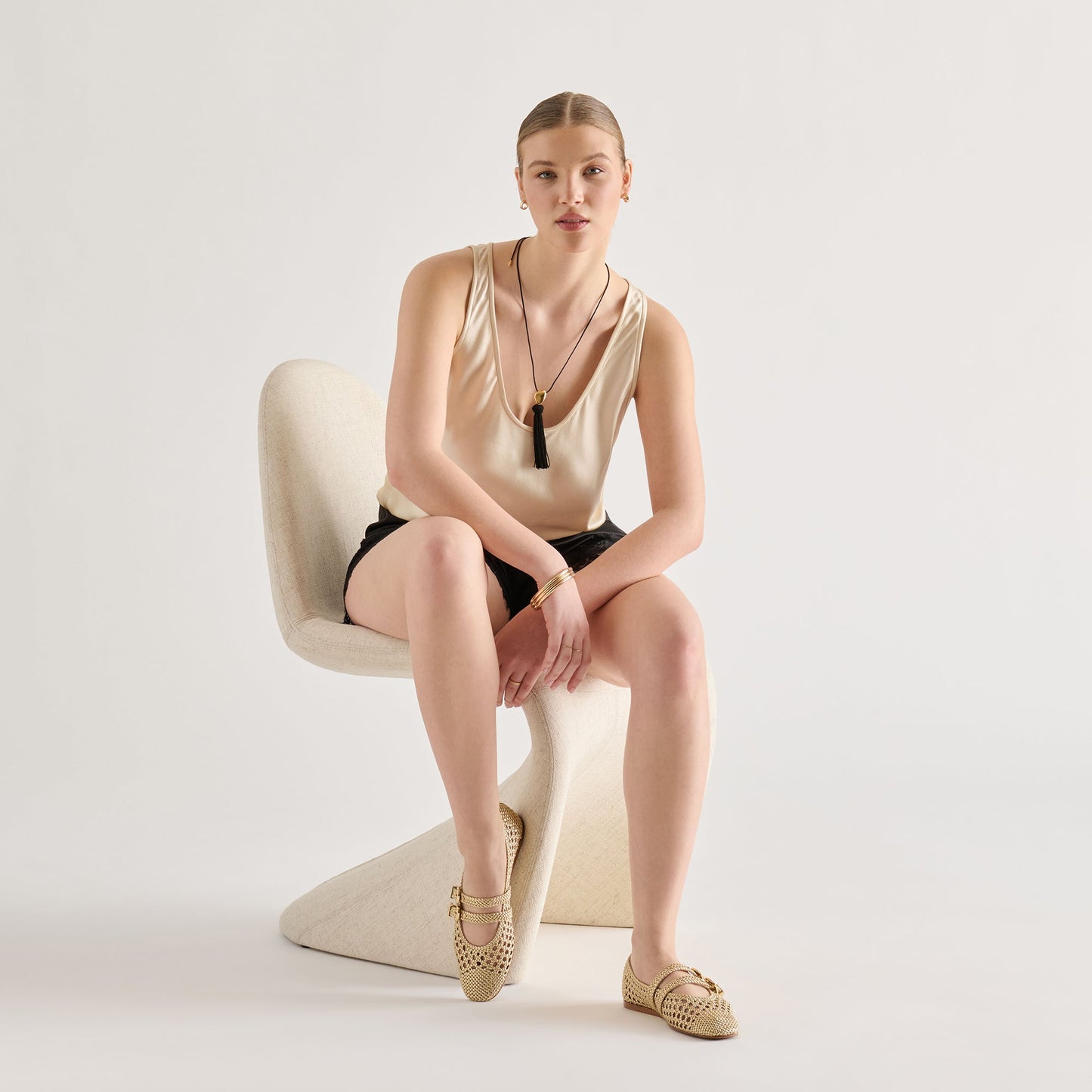 Dolce Vita "Baylee" Woven Ballet Flat-Gold Woven Stella