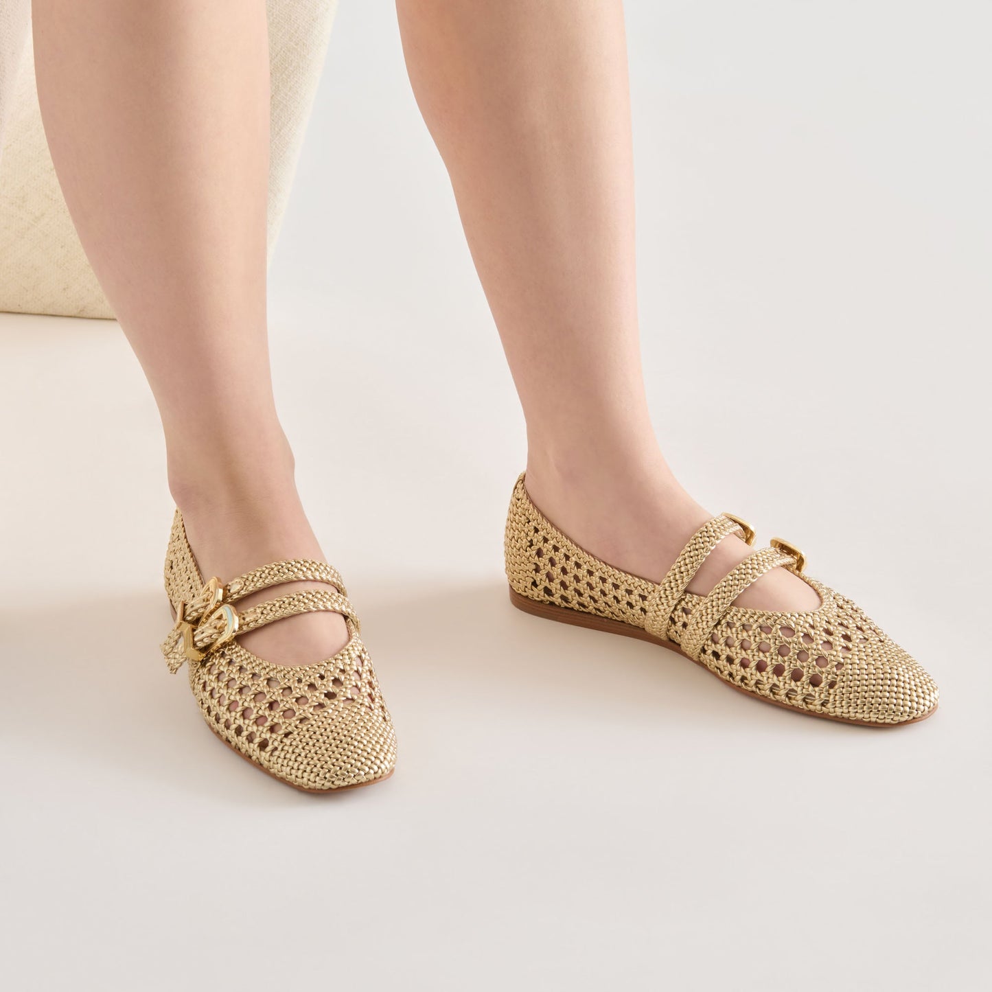 Dolce Vita "Baylee" Woven Ballet Flat-Gold Woven Stella