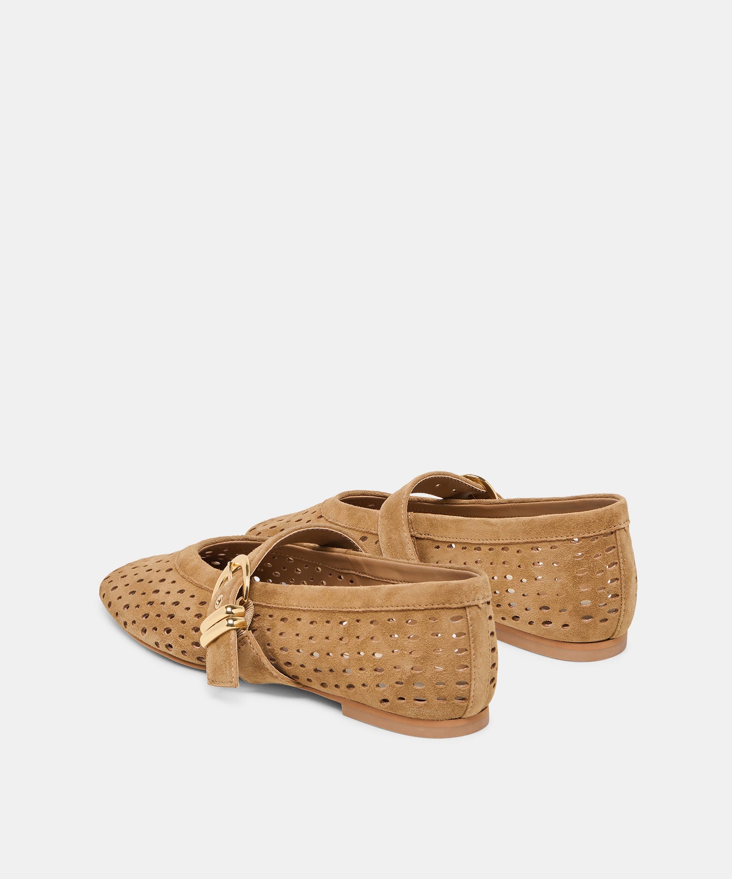 Dolce Vita "Mikela" Perforated Suede Ballet Flat-Light Brown