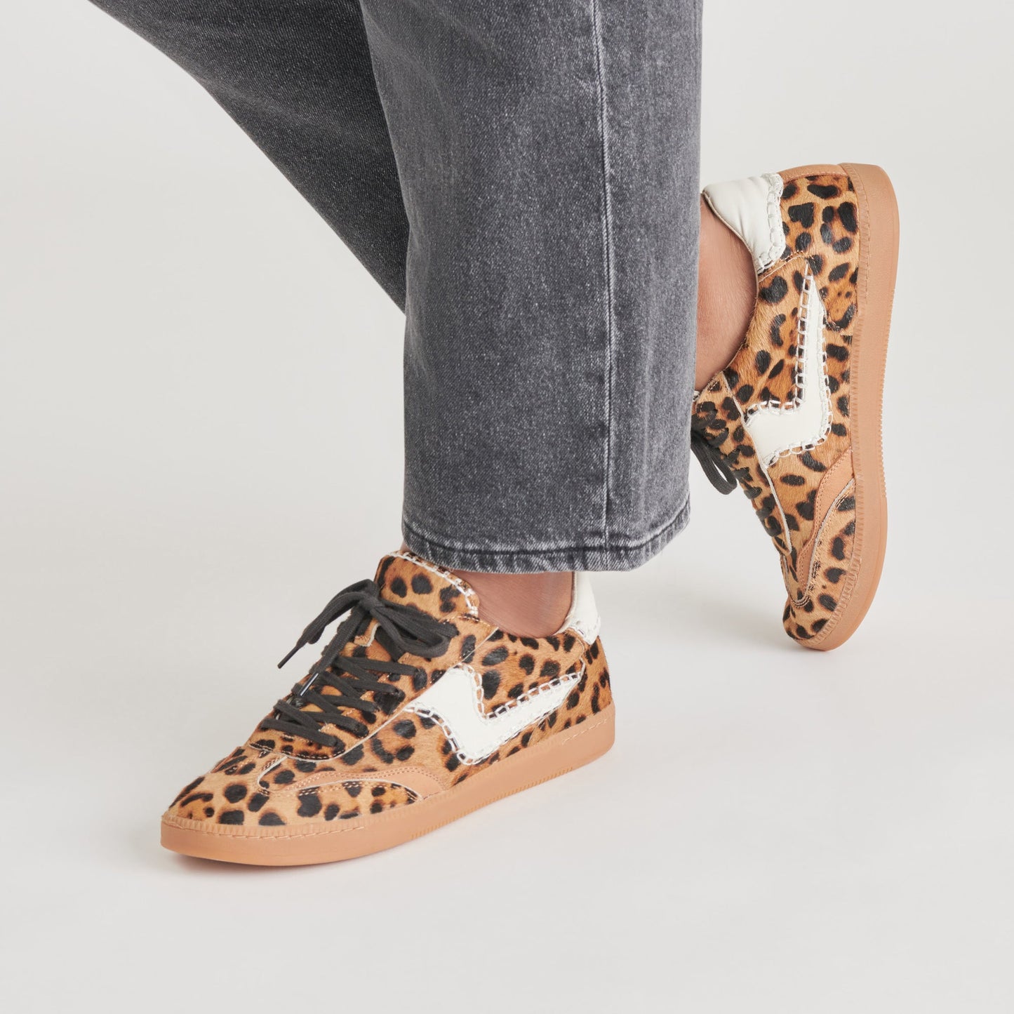 Dolce Vita Notice Stitch Sneakers - Dark Leopard Calf Hair