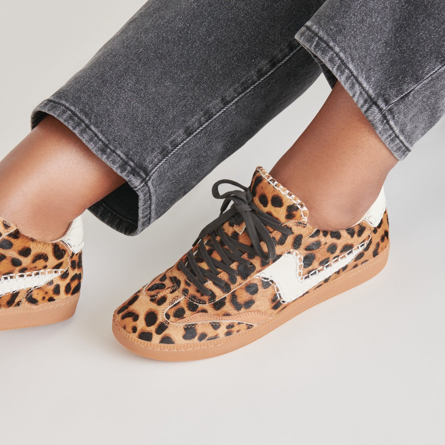 Dolce Vita Notice Stitch Sneakers - Dark Leopard Calf Hair