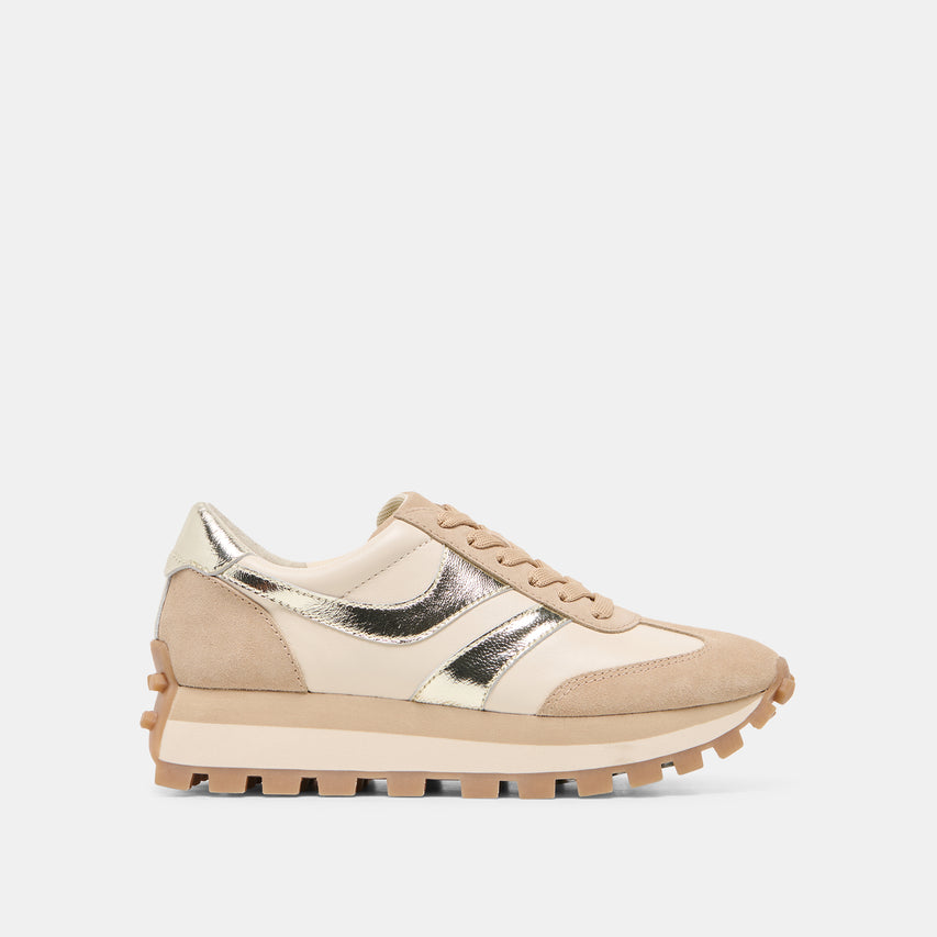 Dolce Vita "Tresa" Sneakers-White Gold Suede
