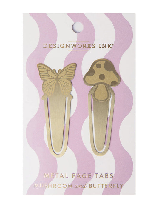 Designworks Ink Metal Page Tabs - Mushrooms + Butterfly