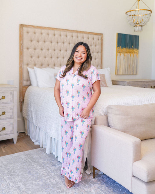 Sorority & Sisterhood Mahjong Heirloom Pajama Pants Set- Pink