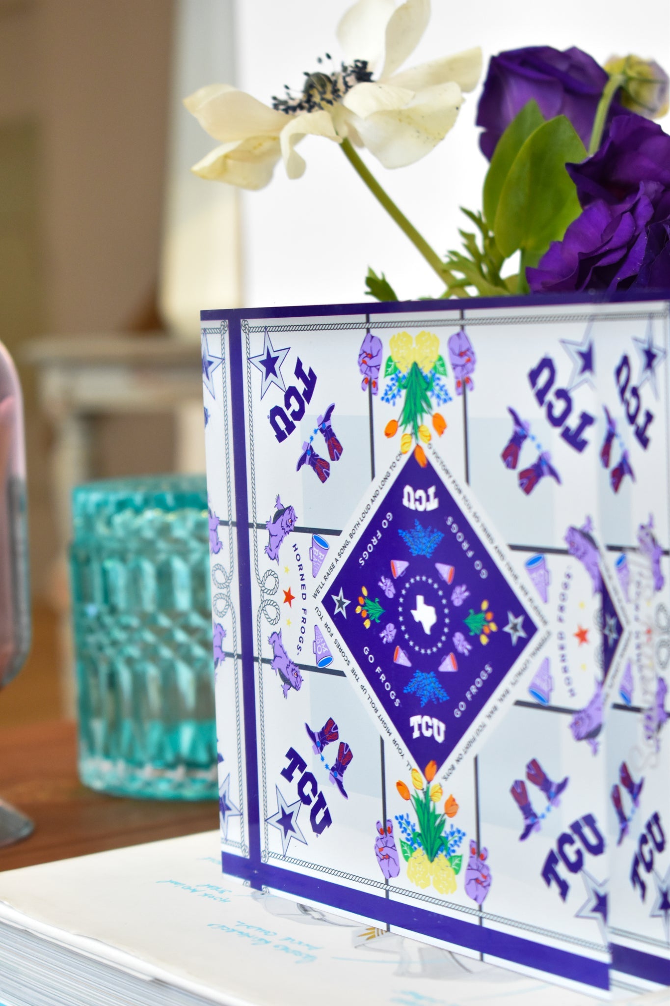 Saturday Silks "Horned Frogs" Acrylic Block