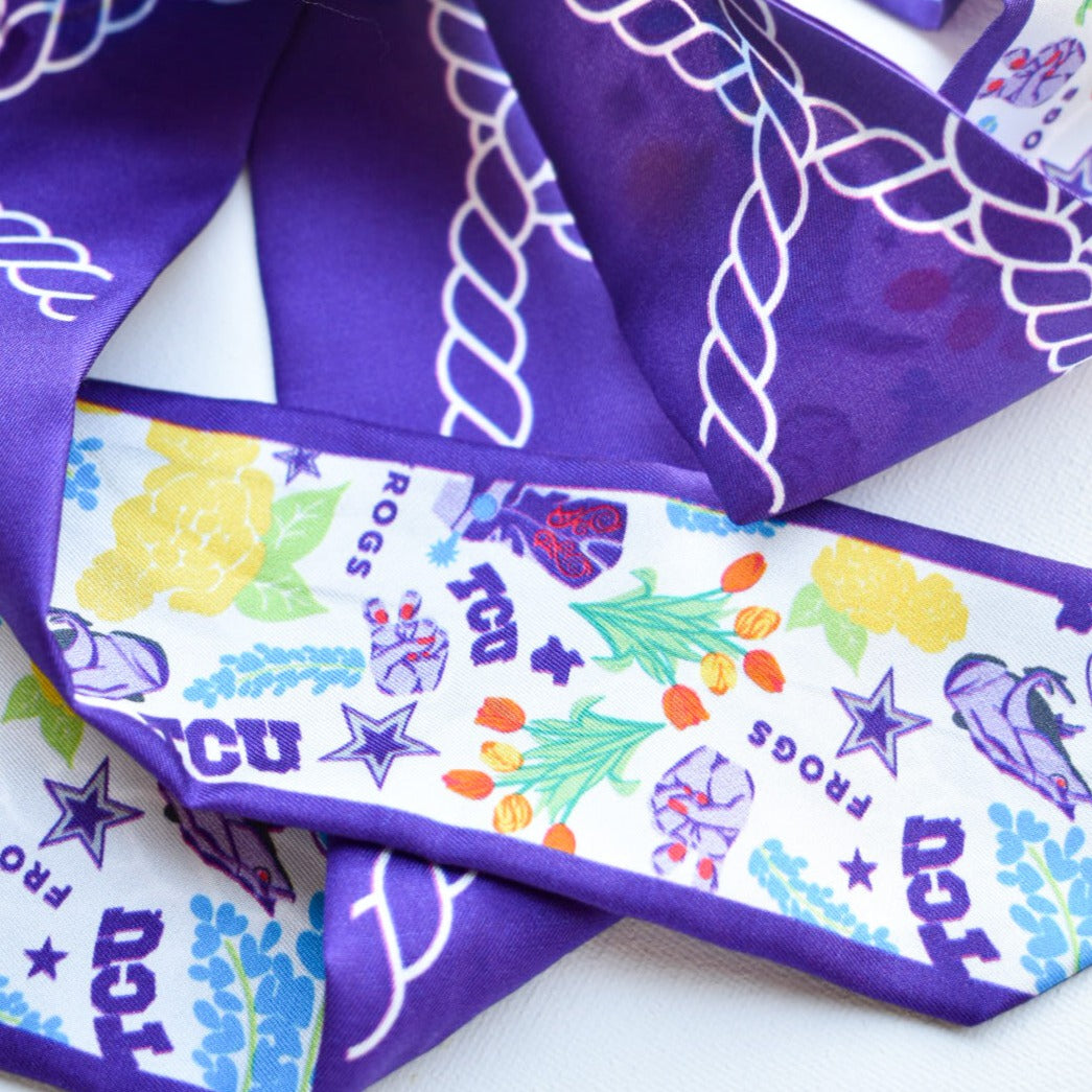 Saturday Silks "Horned Frogs" Skinny Scarf