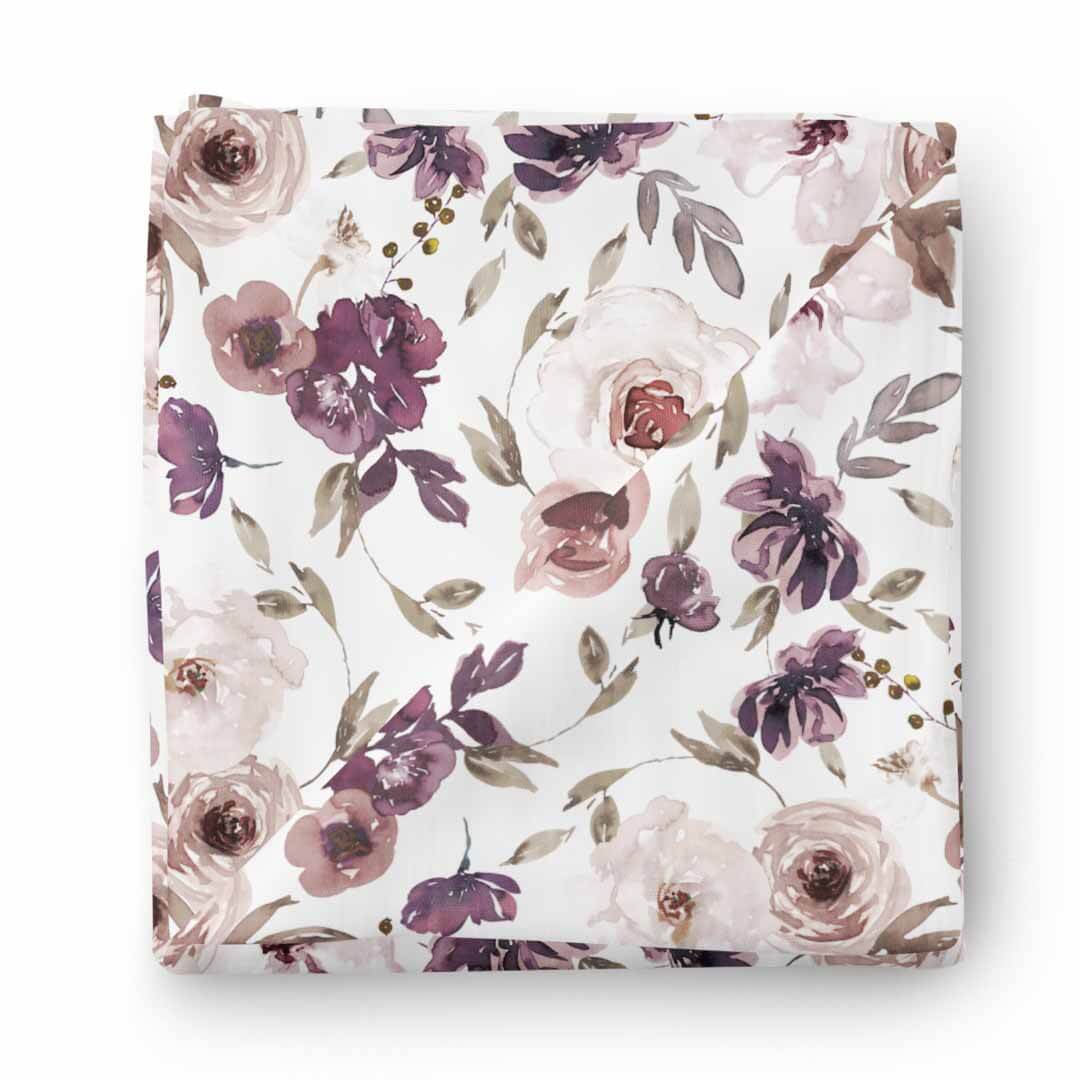 Caden Lane “Demi’s Dusty Purple Floral” Oversized Swaddle Blanket