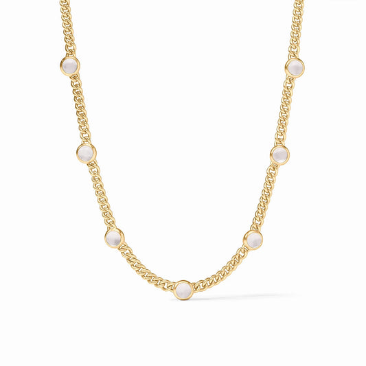 Julie Vos "Dolce Delicate Station Necklace"- Iridescent Clear Crystal