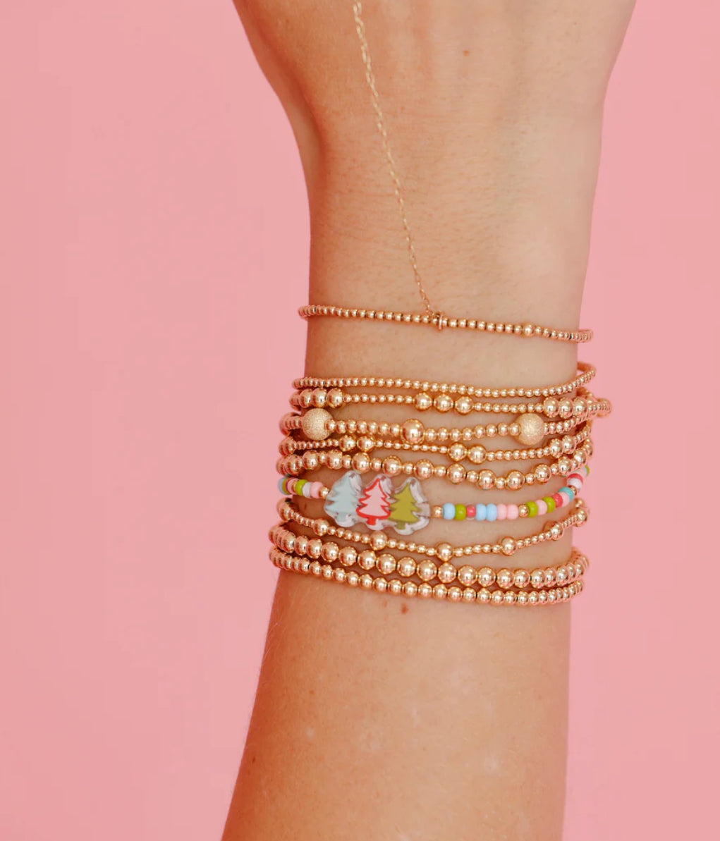 Beaded Blondes "Tree Trio" Holiday Sprinkle Bracelet -Standard 6.75"