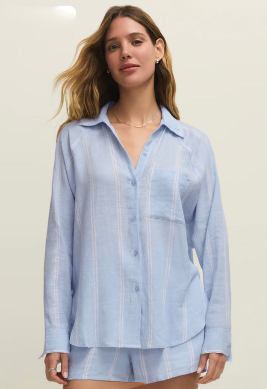 Z Supply Perfect Line Striped Top-Blue Light