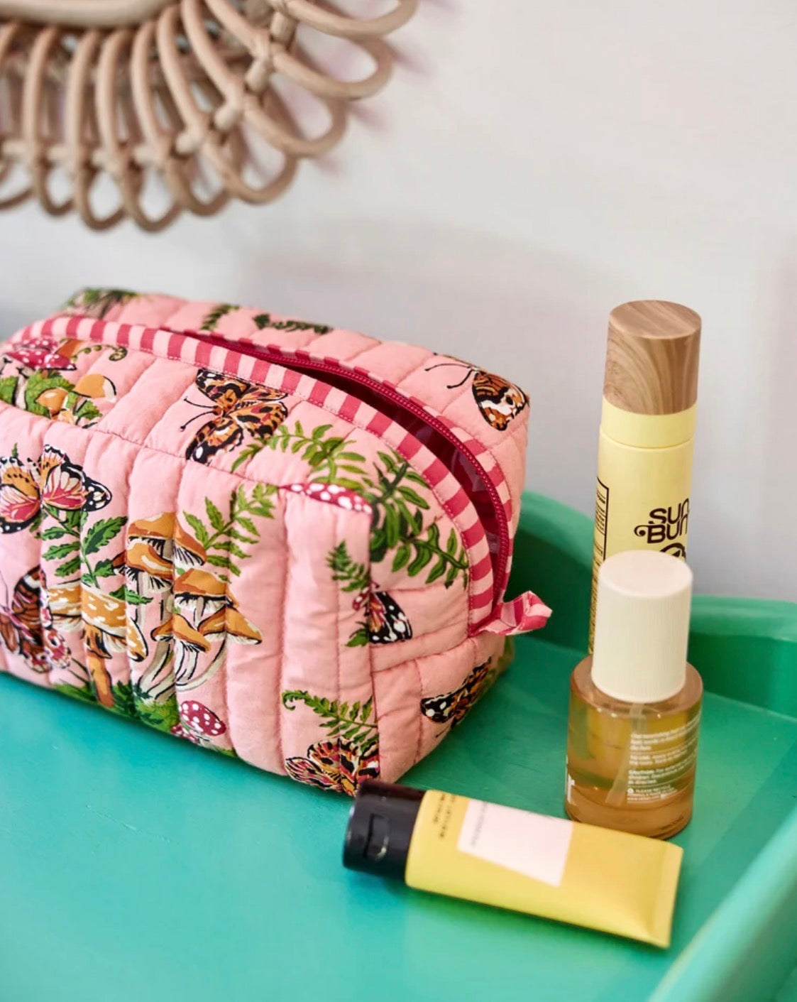 Printfresh "Butterfly Forager" Quilted Pouch-Rosewood