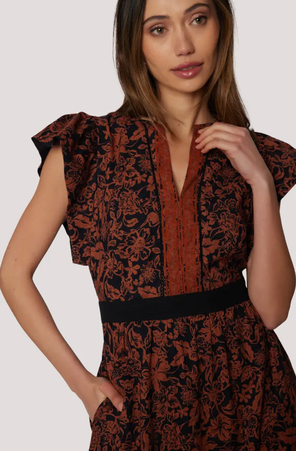 Lost + Wander “Lady of Siena” Dress - Brown Floral