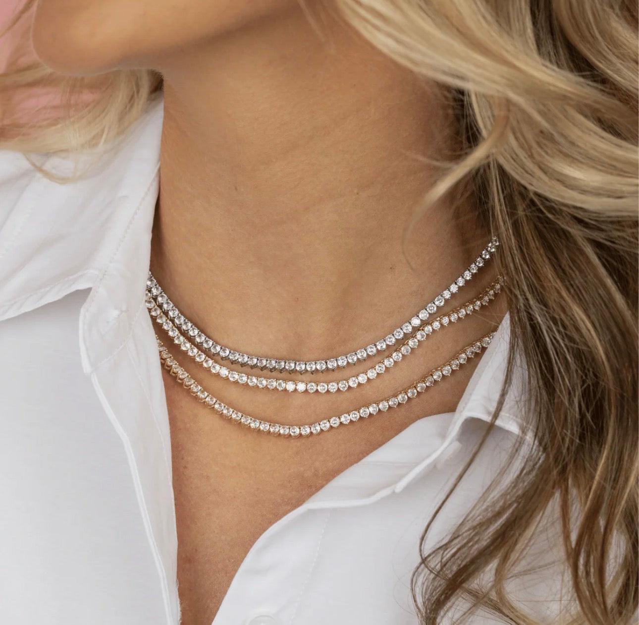 LeMel Graduated CZ Tennis Necklace-silver