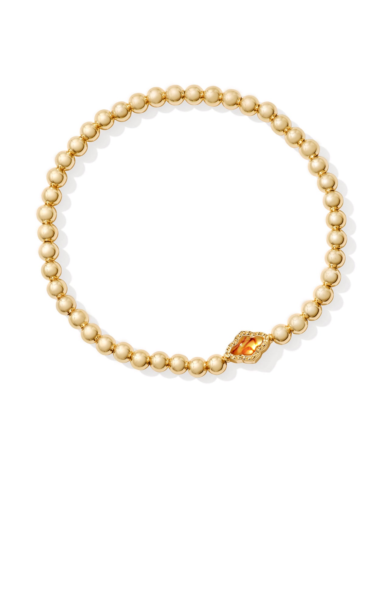 Kendra Scott Abbie Beaded Stretch Bracelet-Gold Marbled Amber Illusion